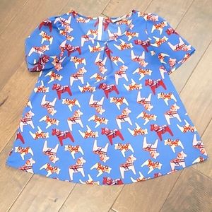Womens Modcloth XXS Piniata Blouse, Blue, Whimsy Shirt, Lightweight